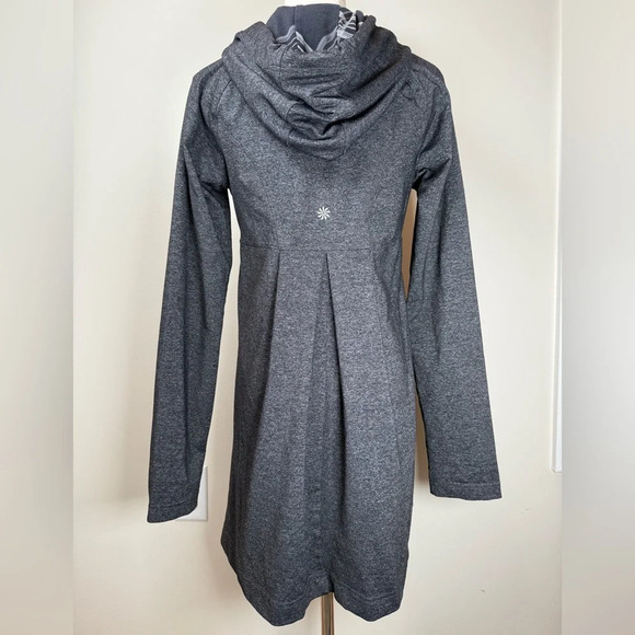 Athleta Gray Pleated Full Zipper Hoodie Long Jacket Women’s Size Small - Picture 3 of 9